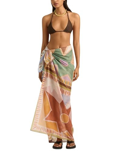 Fiona Jolin Women's Sarong Pareo Cotton Beach Coverups Lightweight Wrap Skirt Boho Printed Bikini... | Amazon (US)