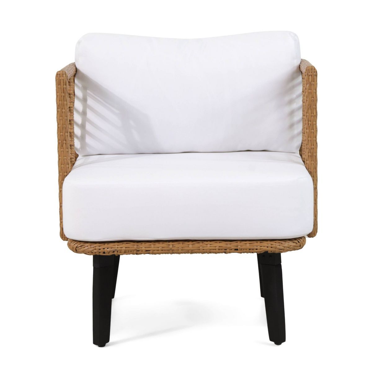 Nic Outdoor Wicker Club Chair with Cushion - Light Brown/White - Christopher Knight Home | Target