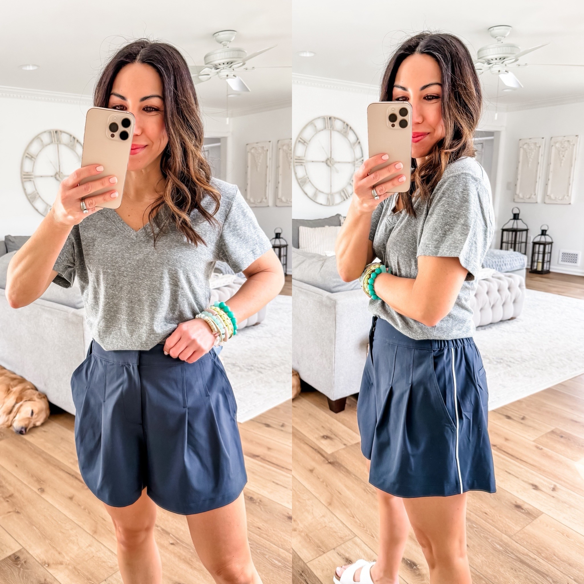 Small V-neck T-shirt. Small trouser shorts. Target style.



#LTKOver40 #LTKSaleAlert