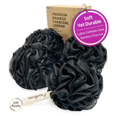 Spongentle Charcoal Bamboo Premium Deep Cleansing Loofah Sponge for Radiant Skin, Pack of 4 | Target