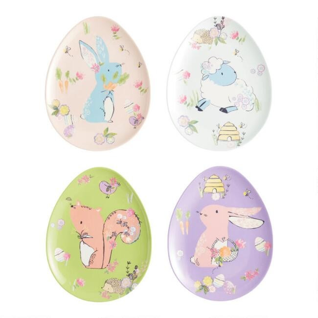 Easter Animal Egg Shaped Melamine Plates Set of 4 | World Market