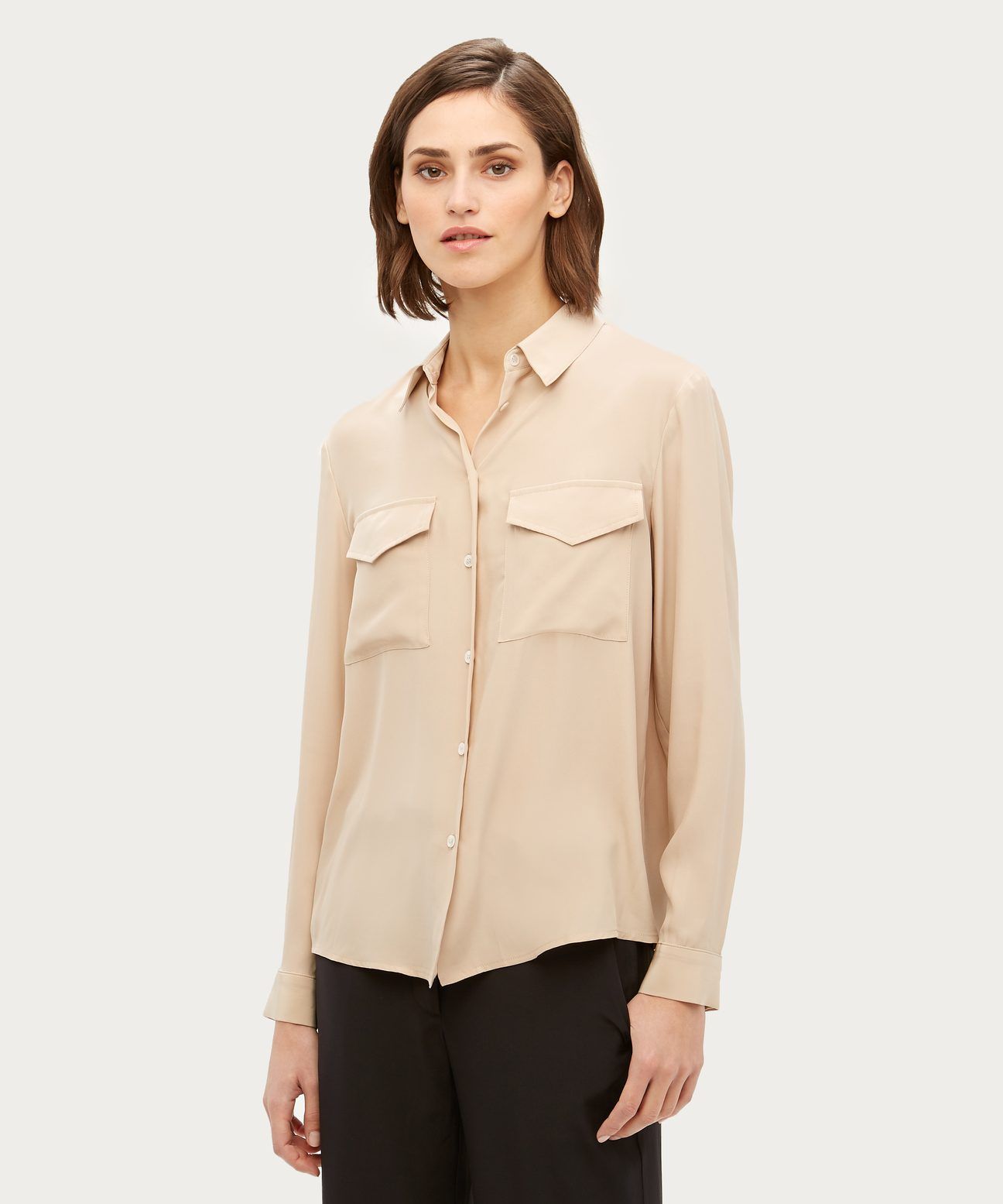 Silk Safari Shirt - Khaki | Jenni Kayne | Jenni Kayne