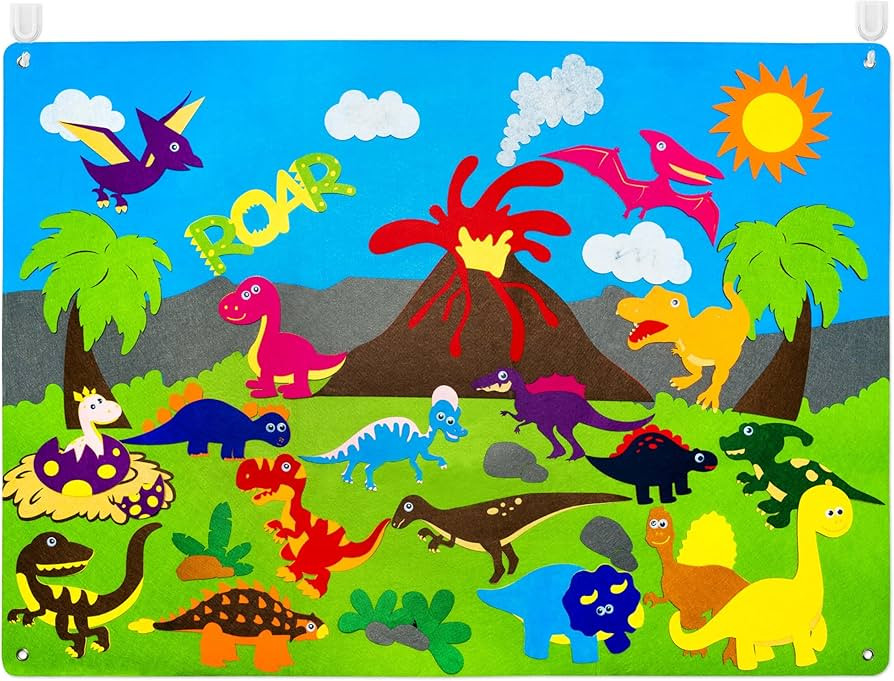 WATINC Dinosaur Felt-Board Stories Set 3.5Ft 37Pcs Preschool Dinosaurs Classification Storytellin... | Amazon (US)