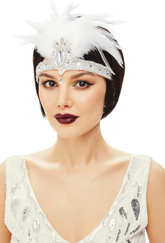 BABEYOND 1920s Headpiece Flapper Headband - Roaring 20s Crystal Showgirl Hair Band Gatsby Headban... | Amazon (US)