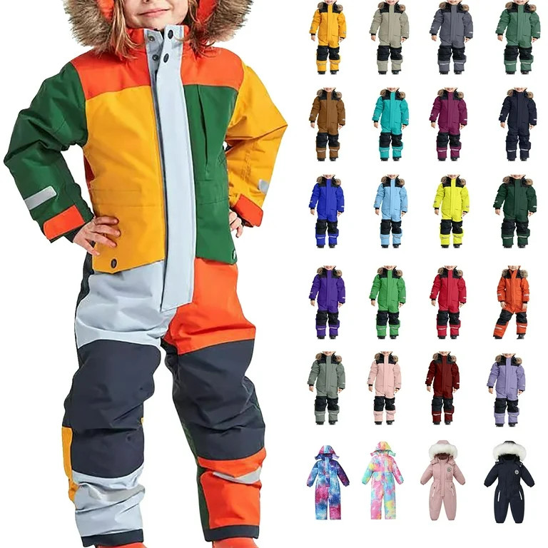 Hicidod Toddler Snowsuit Waterproof Colorful One Piece Snowsuits Coveralls Ski Suits Windpeoof Ja... | Walmart (US)