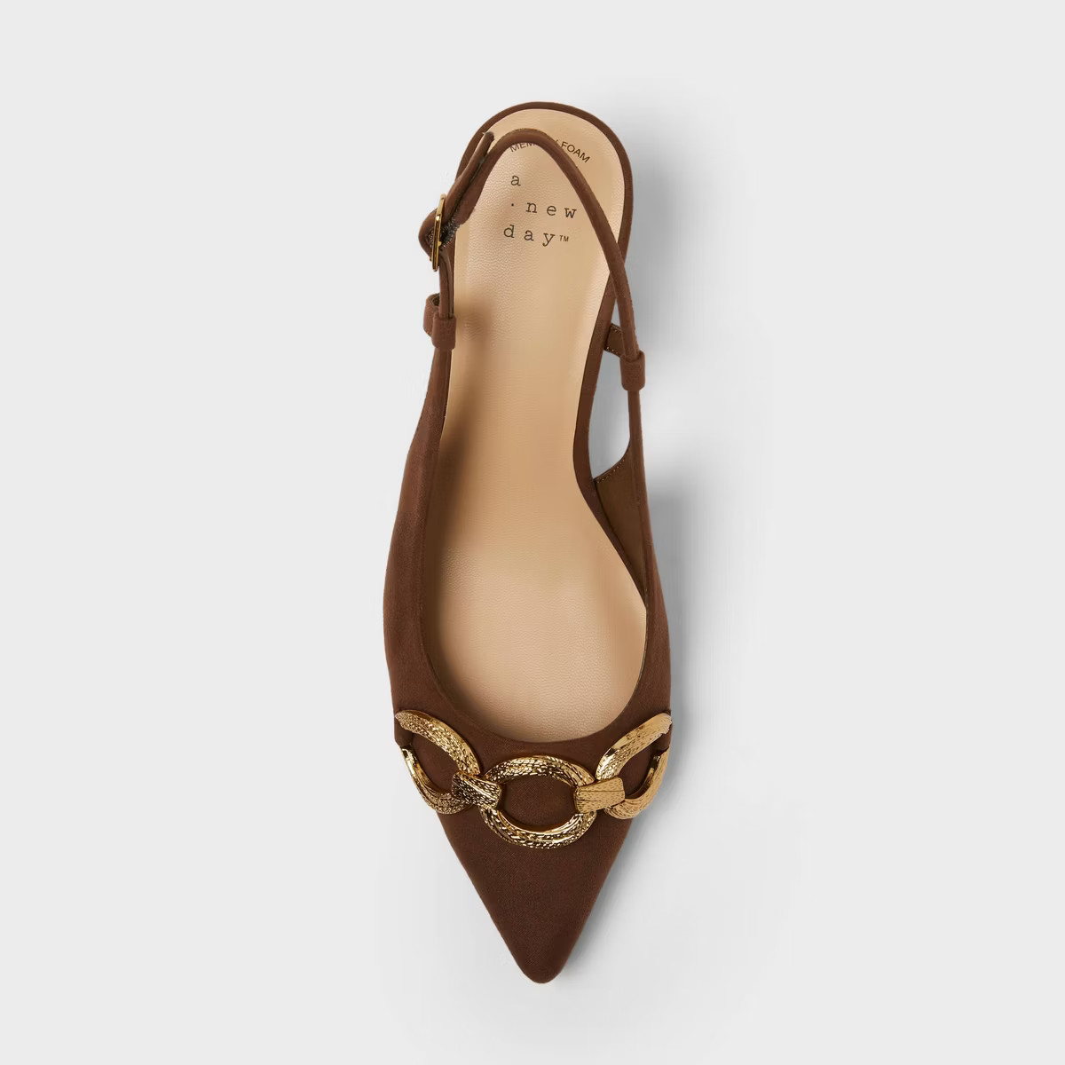 Women's Tabitha Oversized Chain Sling Back Heels with Memory Foam Insole - A New Day™ Beige | Target