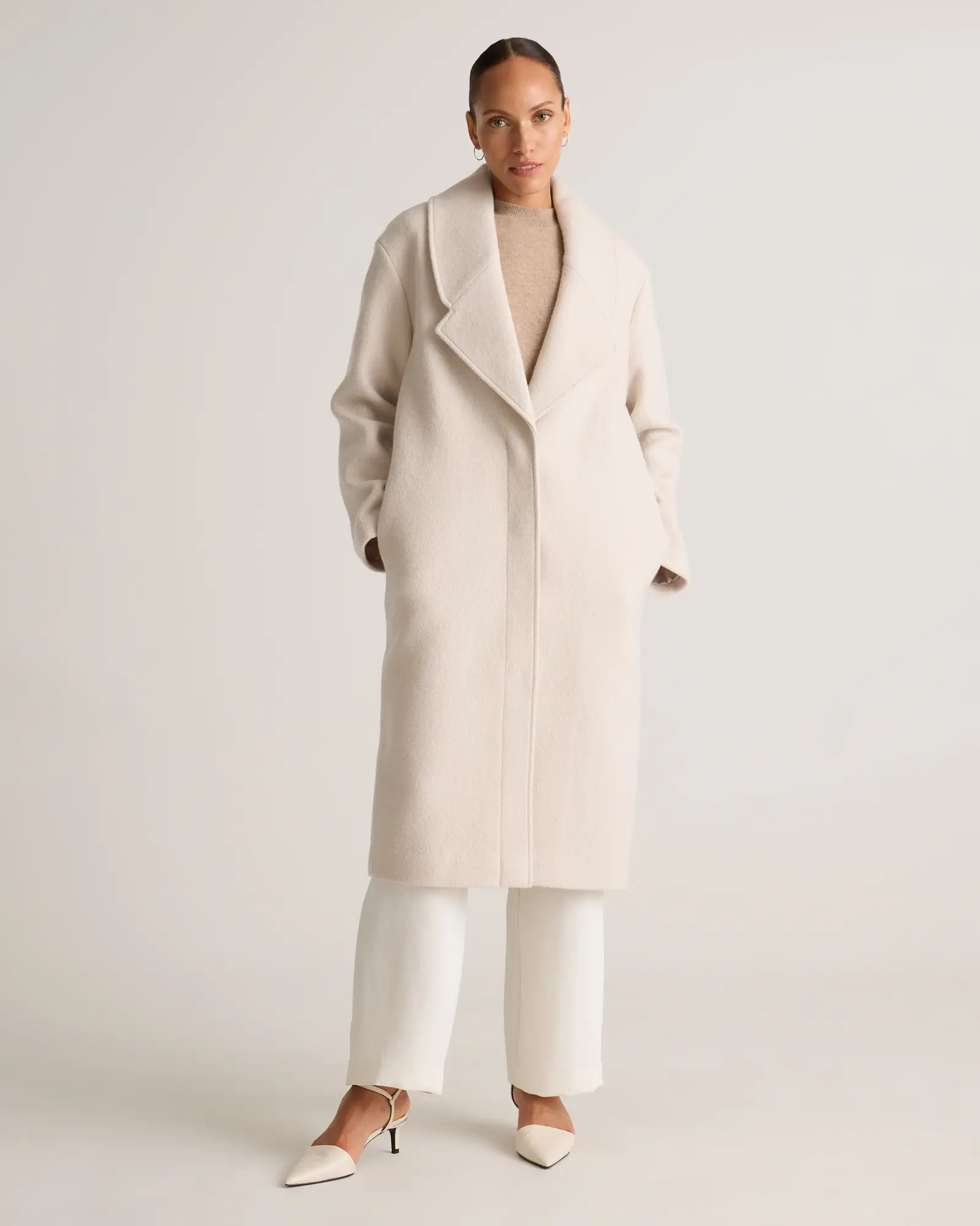 100% Merino Wool Shawl Collar Long Coat | Quince