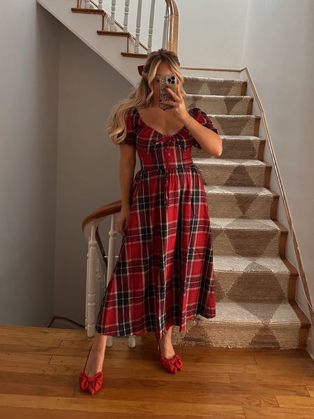Best red plaid holiday Christmas dresses 