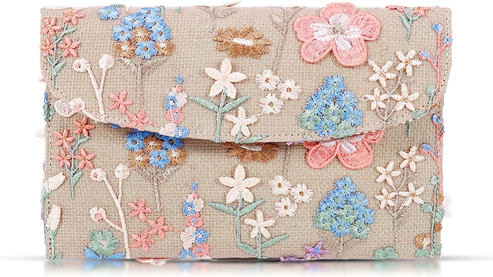 Envelope Package, Clutch Purses for Women, Embroidered Flowers Straw Bag, Bohemian Handmade Handb... | Amazon (US)