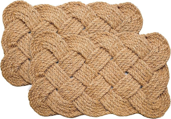 Natural Jute Rope Woven Doormat - Set of 2-18x30-100% All Natural Fibers Nautical Mat - Classic I... | Amazon (US)