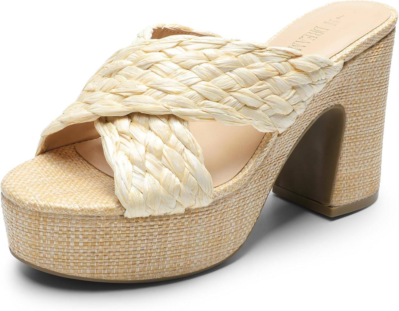 DREAM PAIRS Women's Platform Heels Open Toe Slip on Heels for Women High Chunky Block Wedges Sand... | Amazon (US)