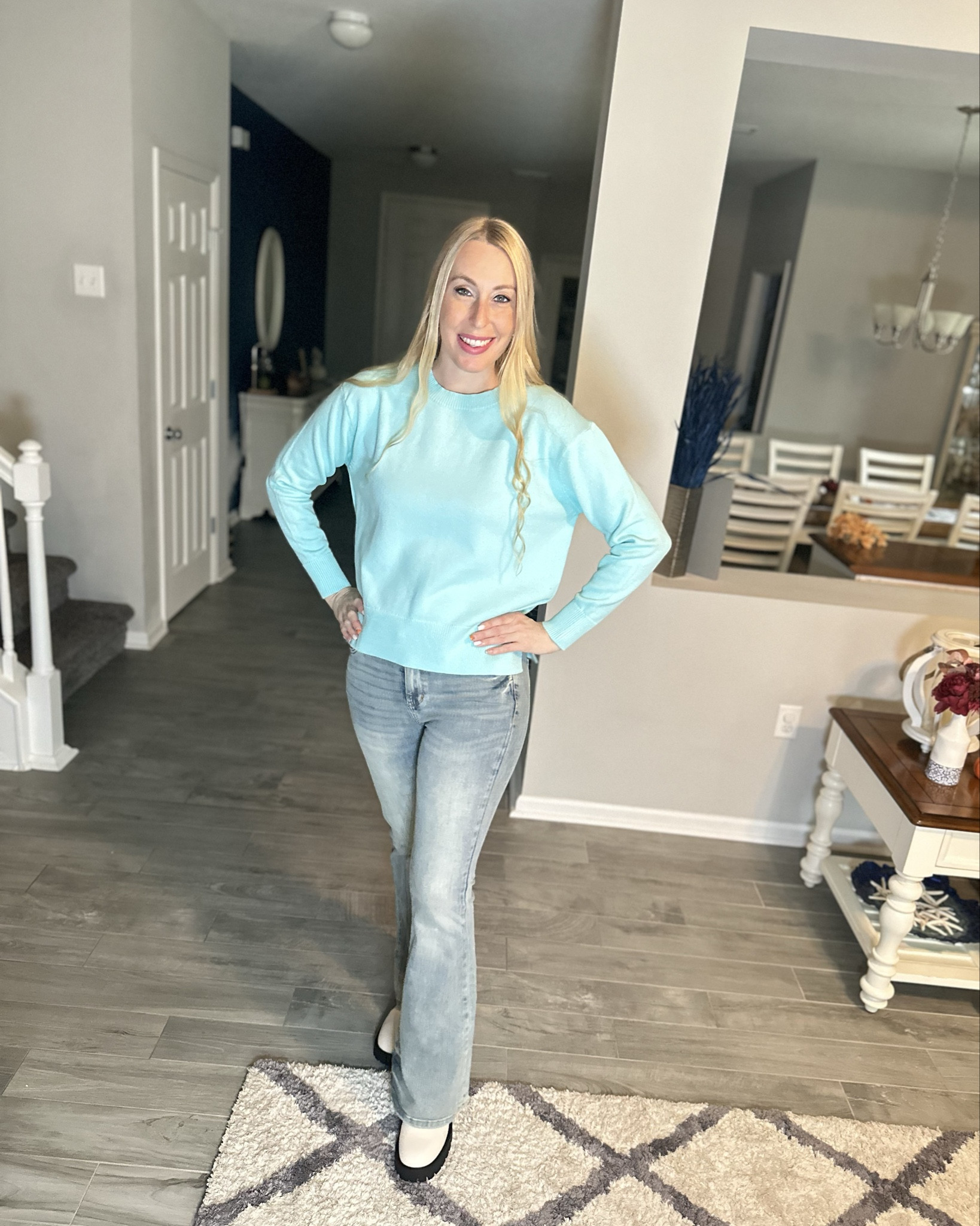 Ice blue super soft sweater 
🩵 oversized fit, perfect for layering 
🩵 wearing size small, fits true to size 

#LTKFindsUnder50 #LTKFindsUnder100 #LTKStyleTip