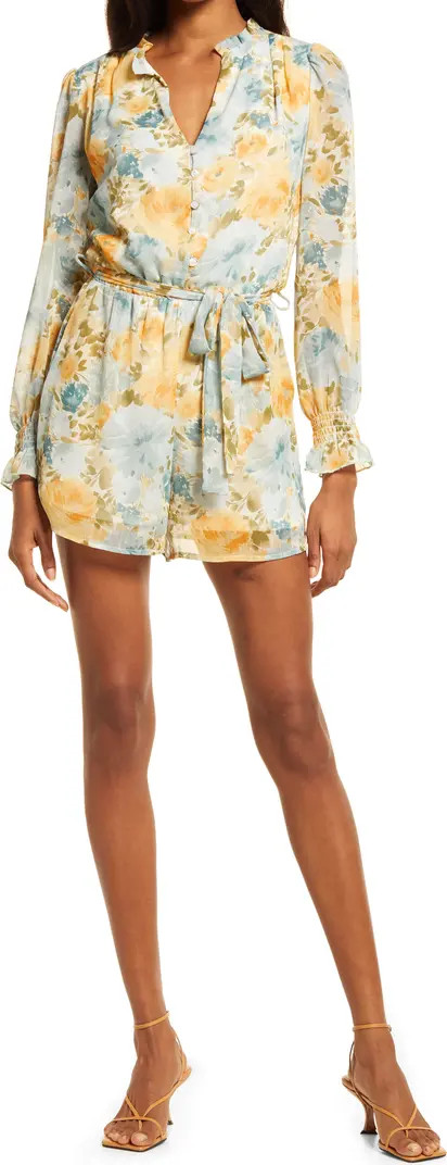 Fraiche by J Erica Floral Long Sleeve Romper | Nordstrom | Nordstrom