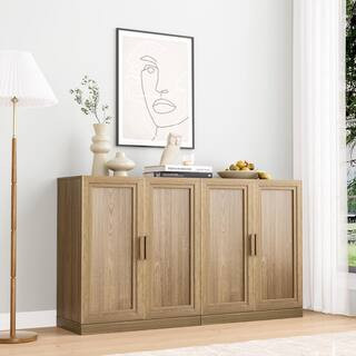 Lirago Solid Wood Natural 36 in. H Storage Cabinet with Adjustable Shelves HD-TJS-112802 - The Ho... | The Home Depot