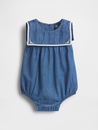 Baby Denim Sailor Bubble Bodysuit | Gap (US)