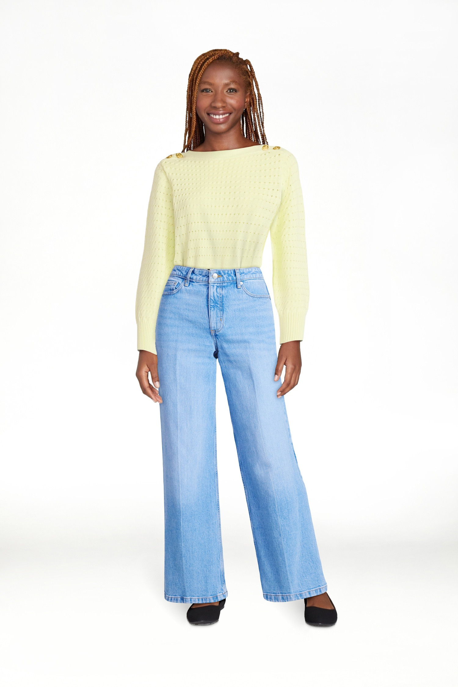 Free Assembly Women's High Rise Relaxed Wide Leg Jeans with Front Crease, Sizes 0-20 | Walmart (US)