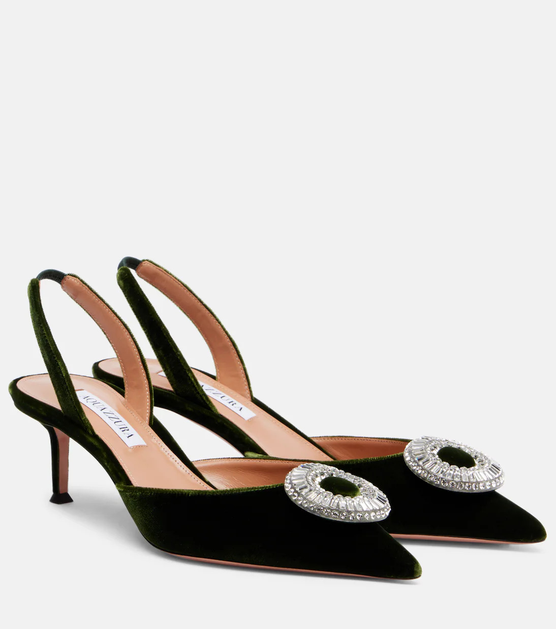 Crystal Hoop 50 embellished velvet slingback pumps | Mytheresa (INTL)