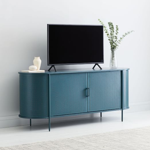 Perforated Metal Media Console | West Elm (US)