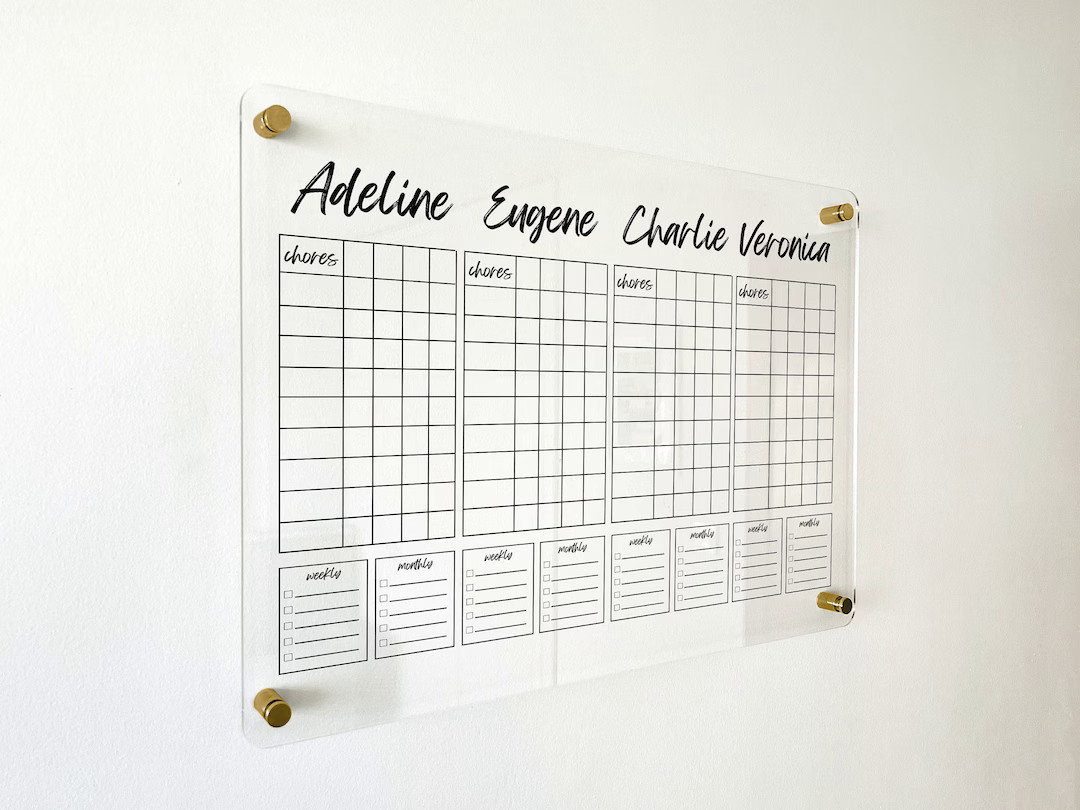Kids CHORE CHART Multiple Responsibility Chart Dry Erase Calendar School Chart Kids Schedule Acry... | Etsy (US)