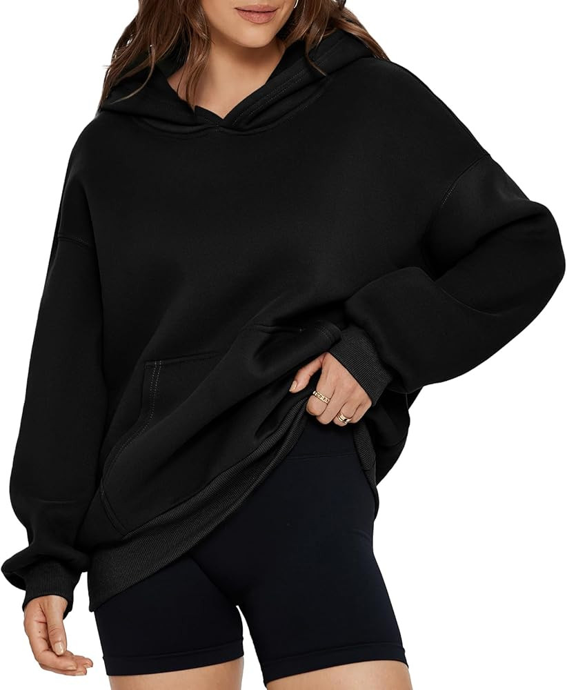 Glamaker Women's Oversized Essentials Hoodies Fleece Sweatshirts Fall Long Sleeve Sweater Pullove... | Amazon (US)