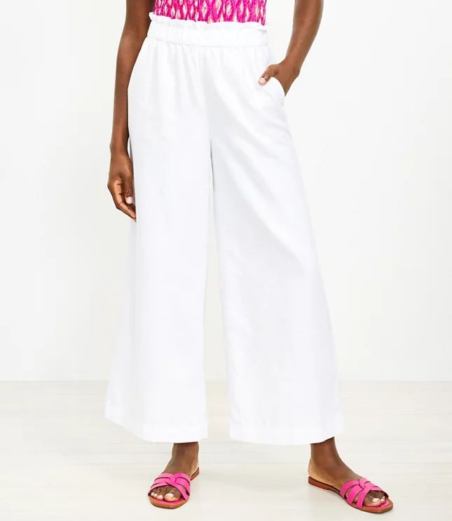 Fluid Pull On Taper Pants in Linen Blend | LOFT