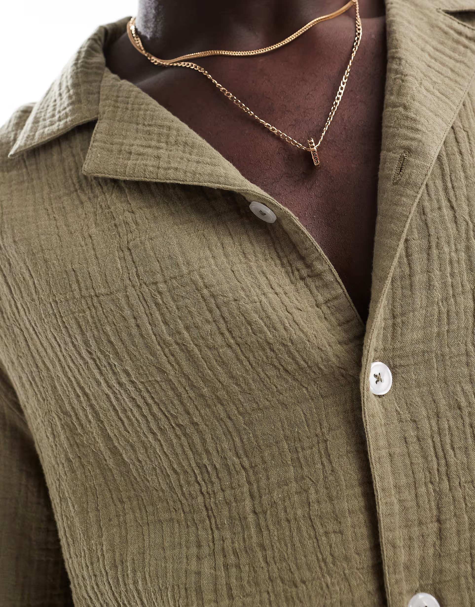 Goldsboro camp collar beach shirt in olive | ASOS (Global)