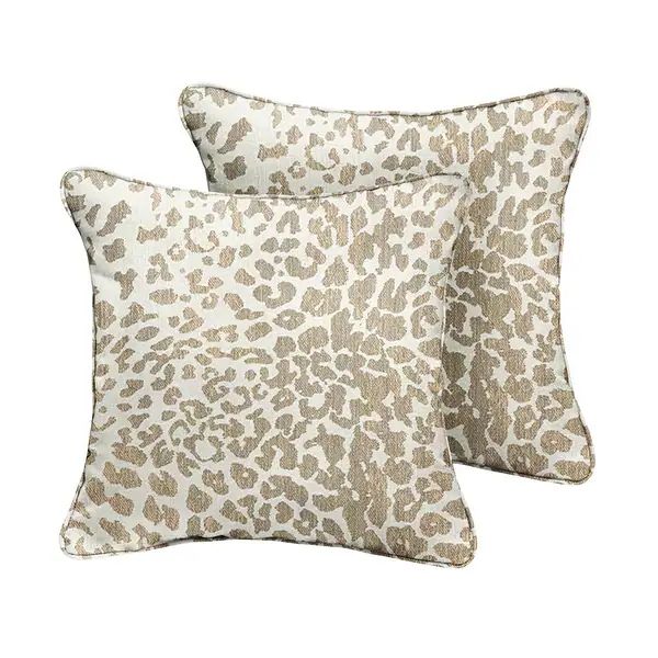 Sunbrella Tan Leopard Indoor/Outdoor Pillows, Set of 2, Corded - Overstock - 31288310 | Bed Bath & Beyond