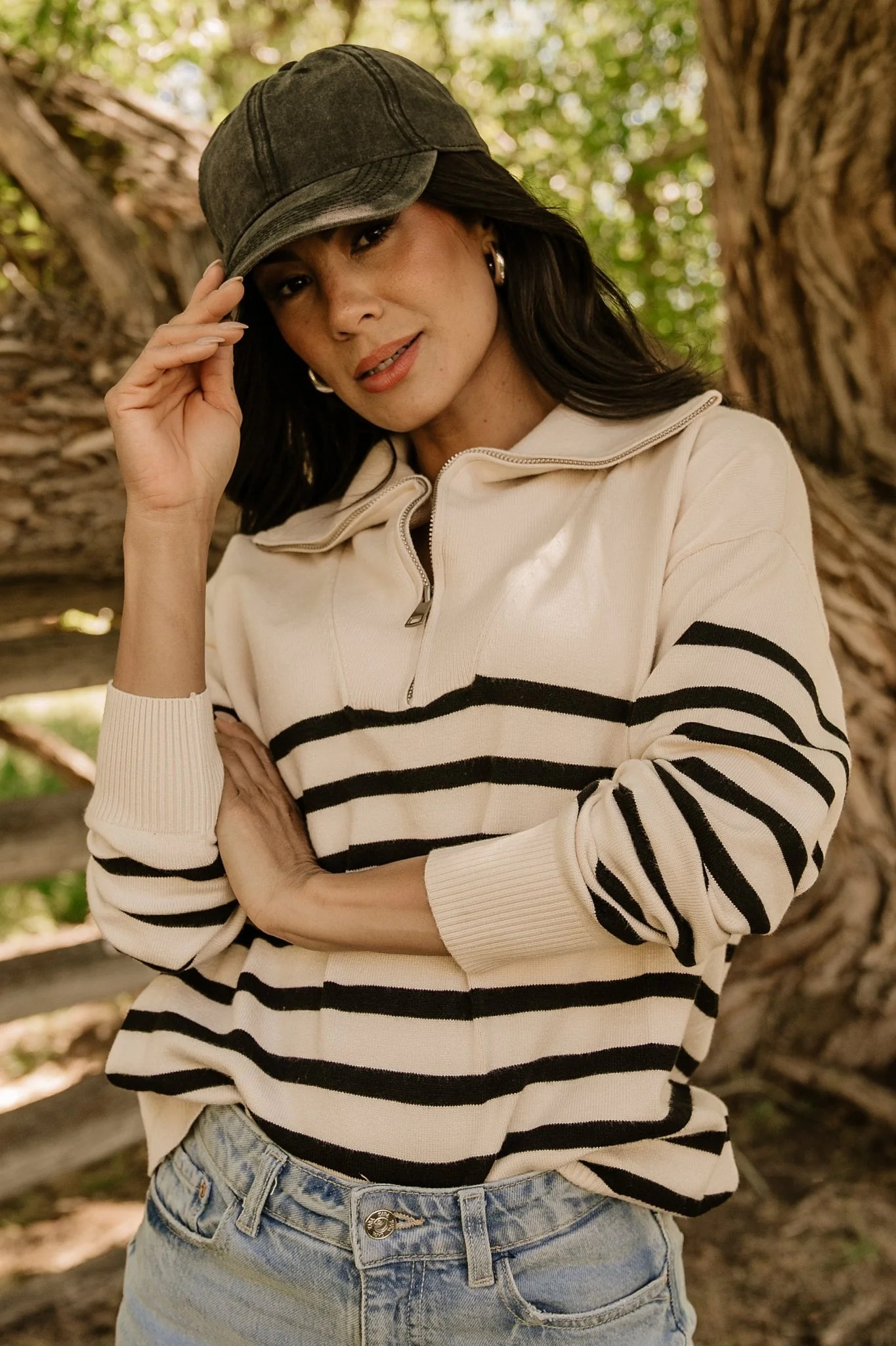 Sterling Half Zip Sweater | Beige + Black | Baltic Born