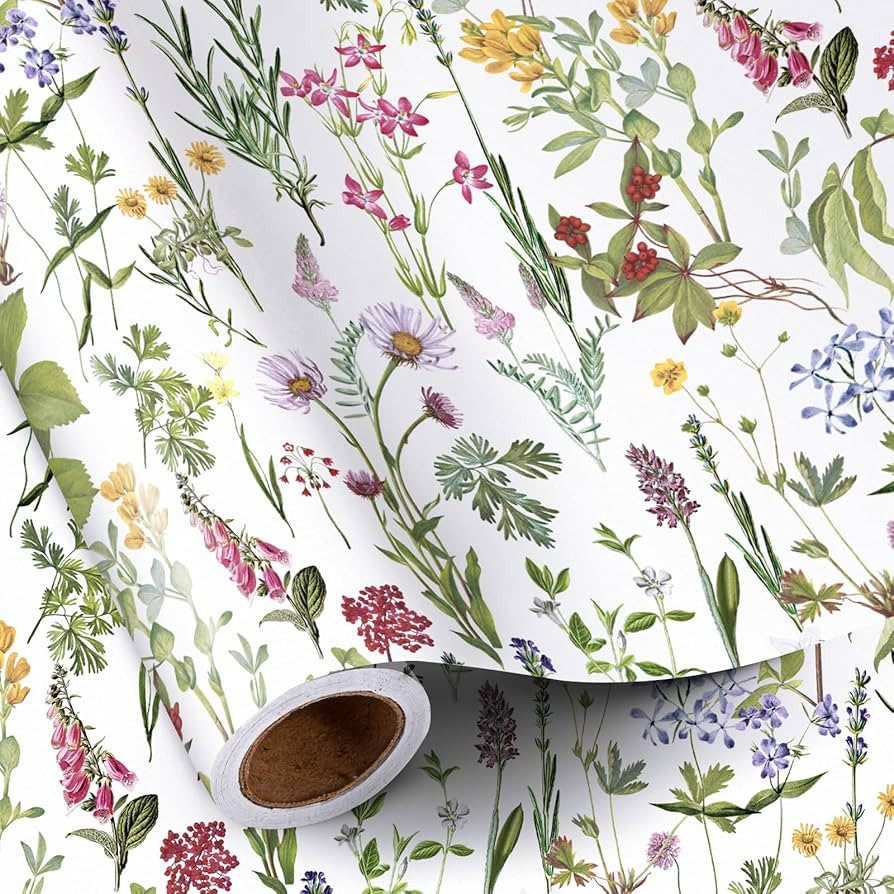 RUSPEPA Floral Wrapping Paper Roll for Women Girls, Mini Roll, Elegant Wild Flower Design Gift Wr... | Amazon (US)