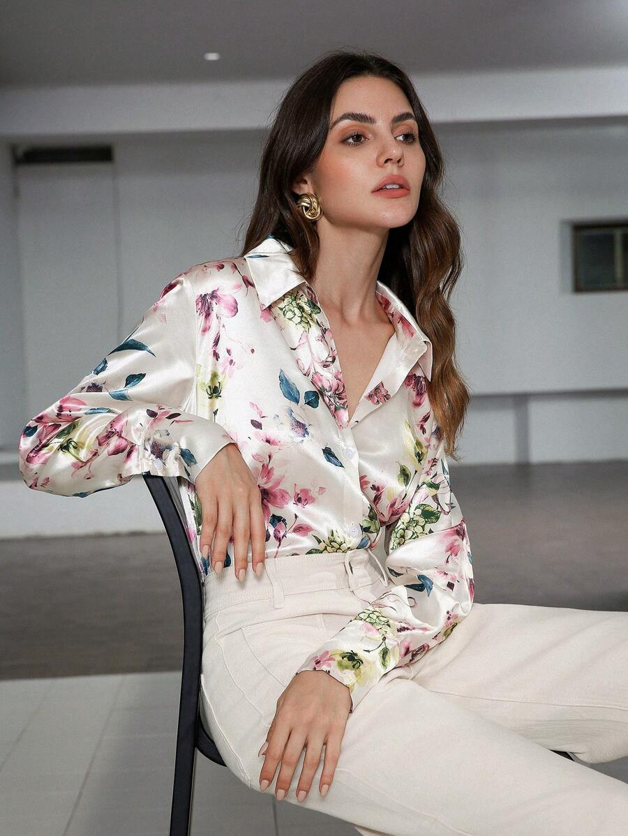 Aveloria Modichic Casual Business Loose Floral Print Colorful Blouse Elegant Business Casual Wome... | SHEIN