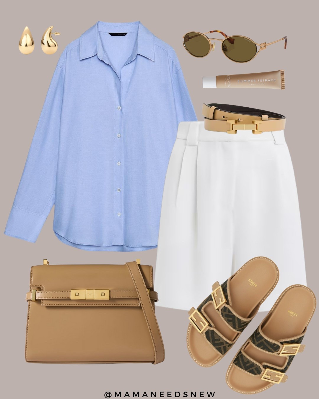 A spring / summer outfit with a shirt, shorts, slides & shoulder bag 🩵

#LTKShoeCrush #LTKSaleAlert #LTKStyleTip