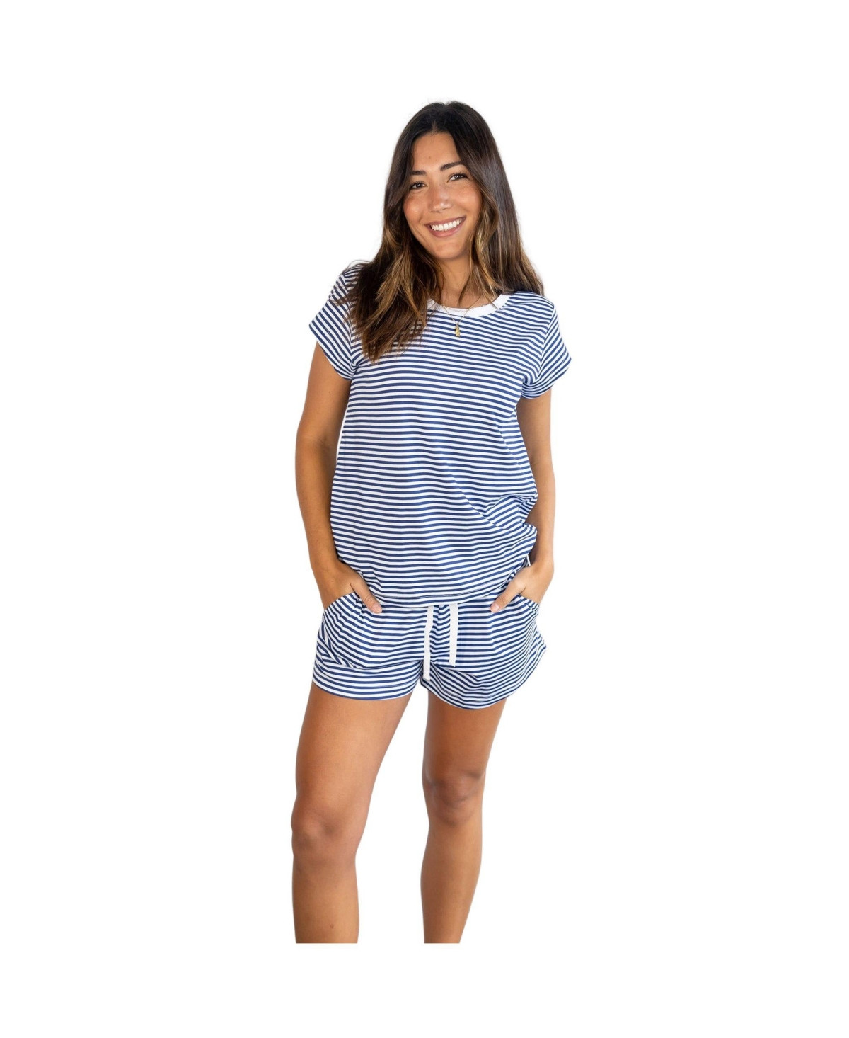 Sant and Abel Women's Stripe Jersey Short Pj Set - Marina stripe | Macy's