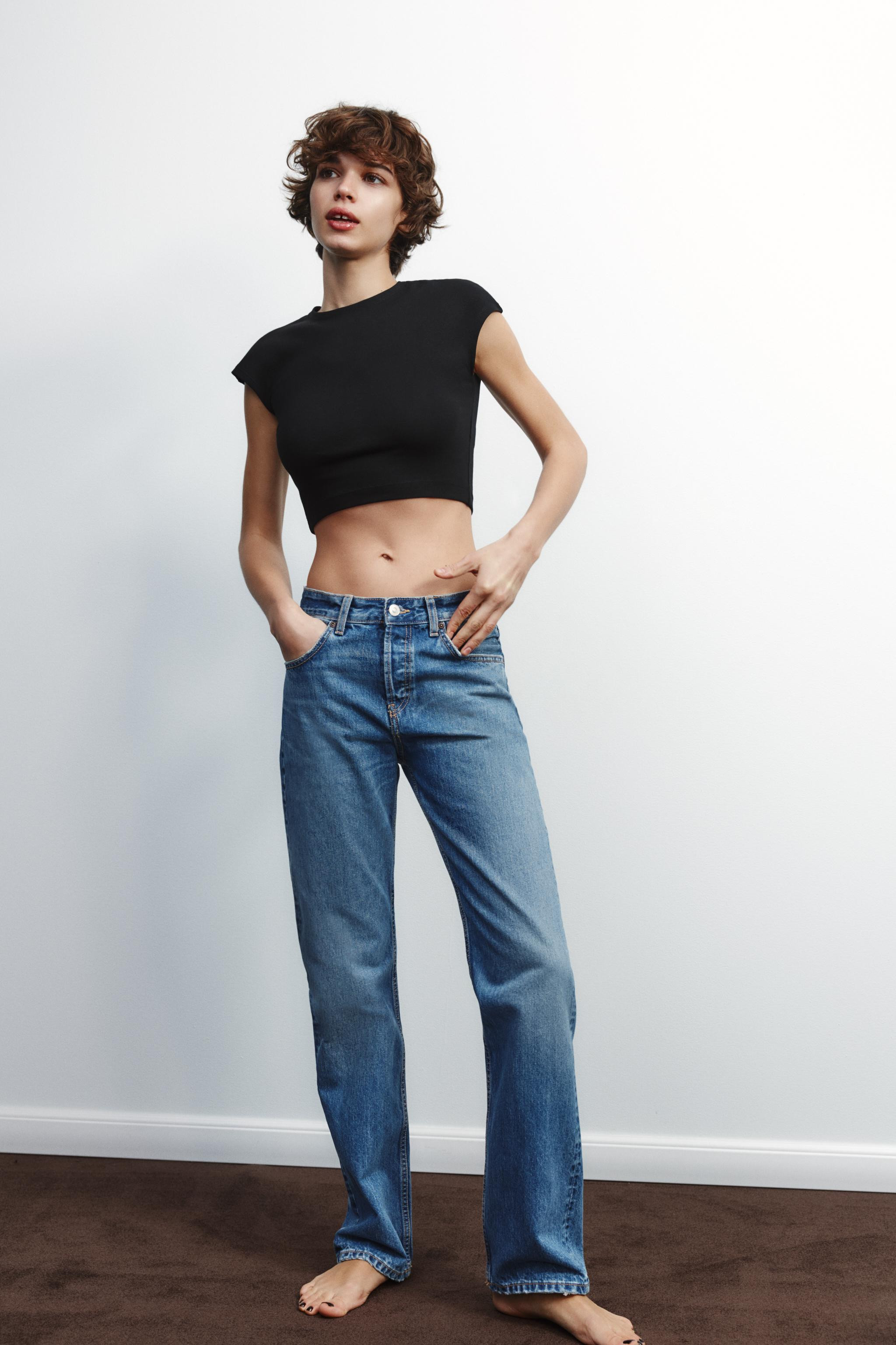 COTTON MODAL CROP T-SHIRT | Zara US