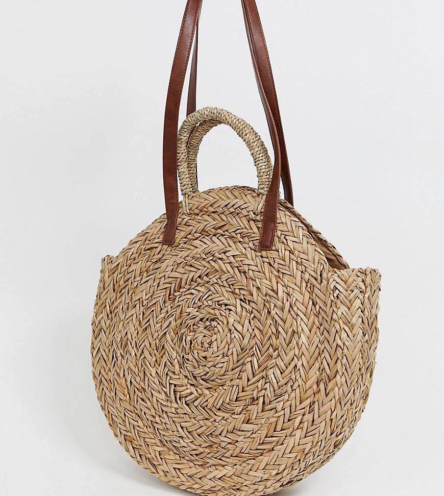 South Beach Exclusive large round straw bag-Beige | ASOS (Global)