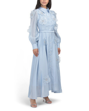 Long Sleeve Floral Applique Maxi Dress | Casual Dresses  | Marshalls | Marshalls
