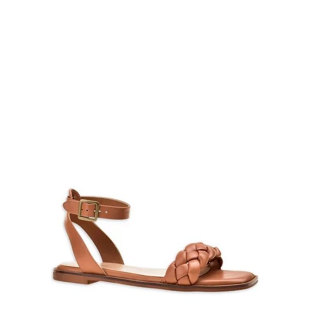 Time and Tru Women's Braided Ankle Strap Sandals - Walmart.com | Walmart (US)