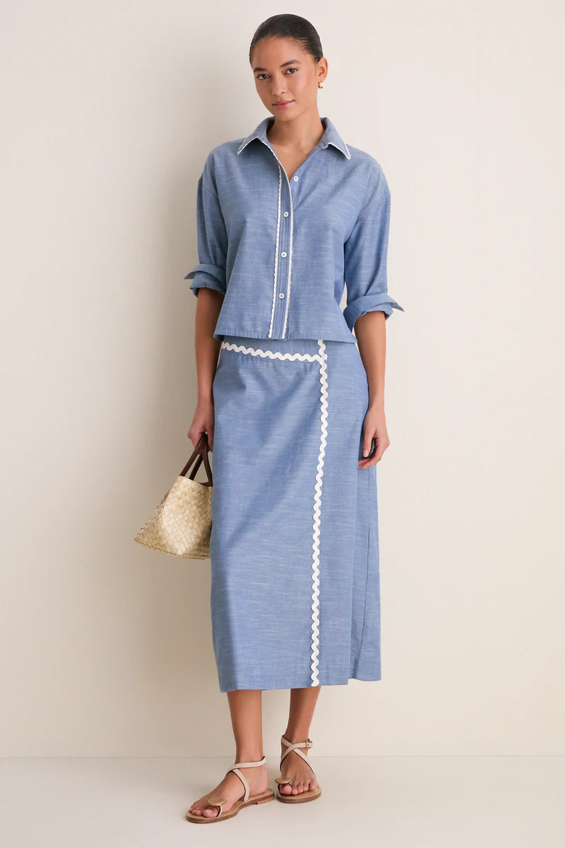 Chambray Ric Rac Marcy Maxi Skirt | Tuckernuck (US)