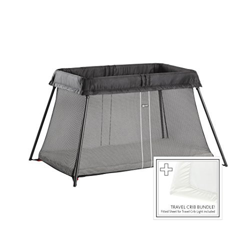 BabyBjörn Travel Crib Light + Fitted Sheet Bundle Pack, Black, One Size (640001US) | Amazon (US)