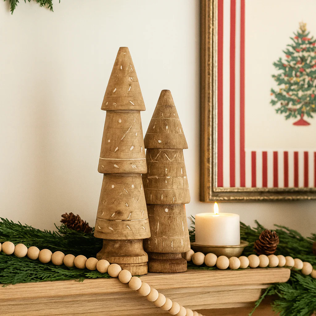 Carved Mango Wood Tree w/Design | Eco Chic Home