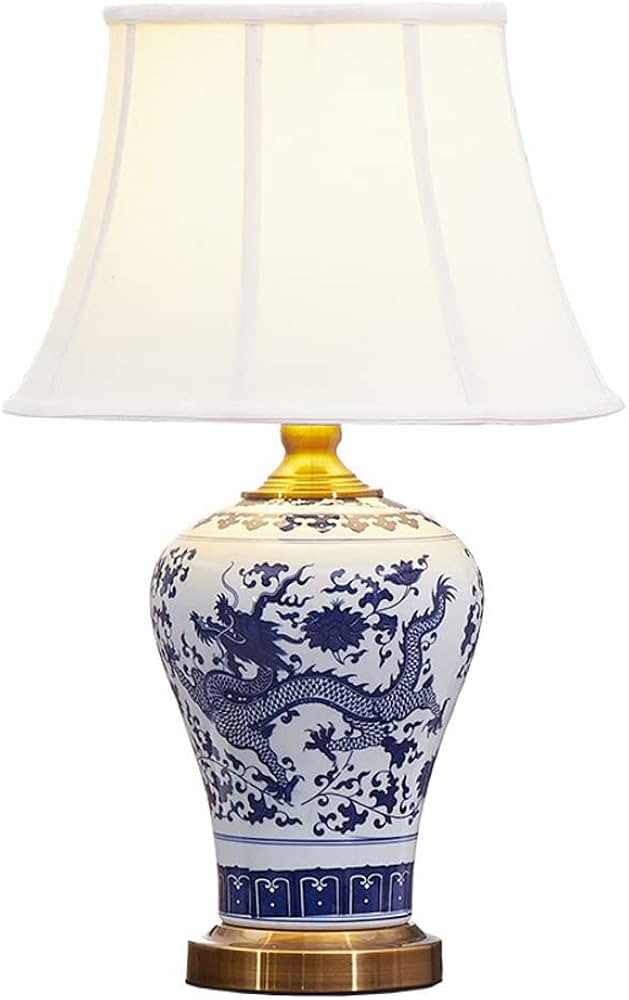 Large Oriental Ceramics Table Lamp with Painted Dragon Pattern Villa Decoration Desk Lamp Jingdez... | Amazon (US)