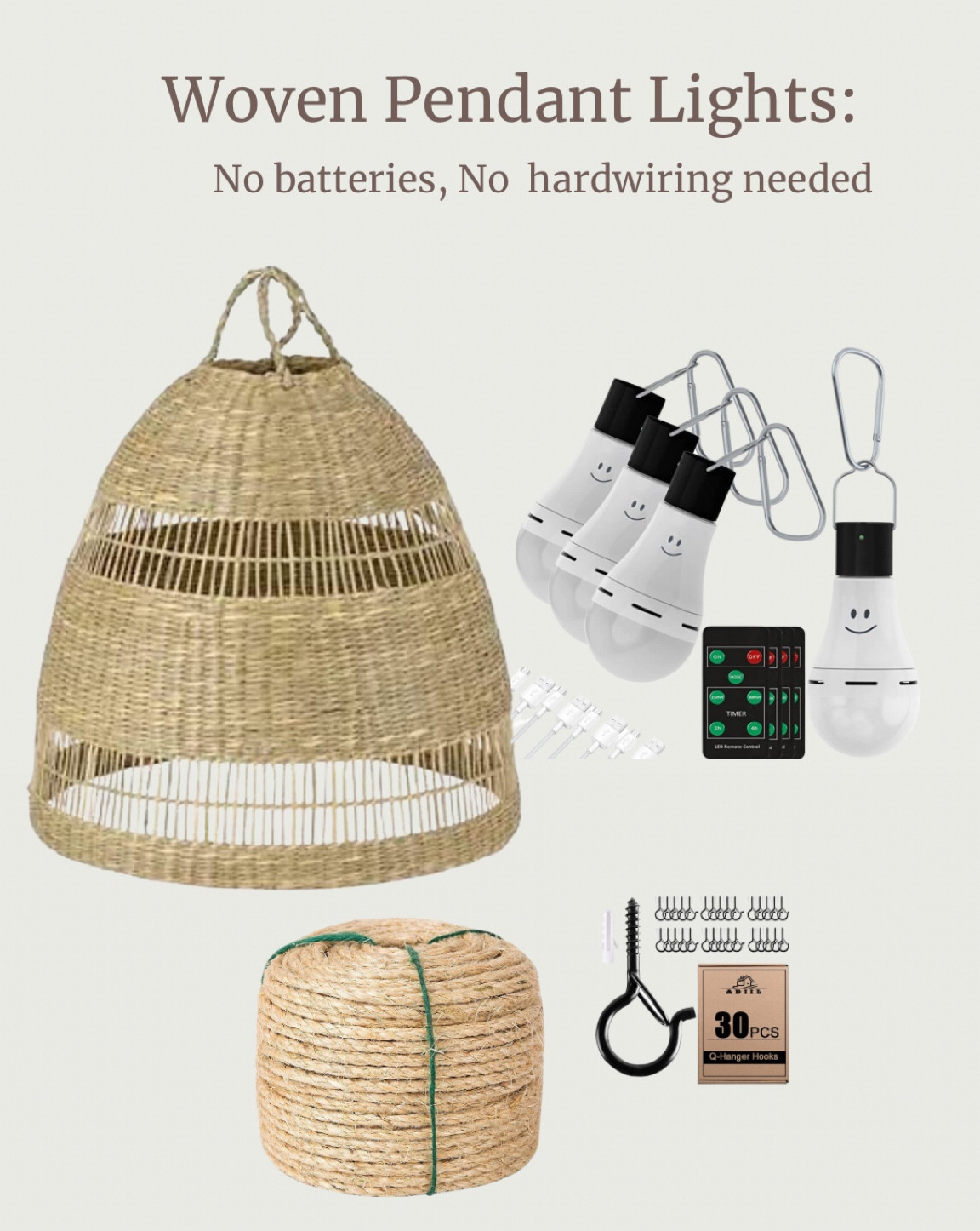 I added woven pendants to my back porch this weekend. No hardwiring, no batteries needed. 

What I used:
•woven pendant shades 
•rechargeable light bulbs (charge via USB)
•rope (to hang)
•hooks 
•water repellent spray 

*the pendant shades are from Ikea- I found the same ones on Amazon also. 

#LTKFind #LTKSeasonal #LTKhome