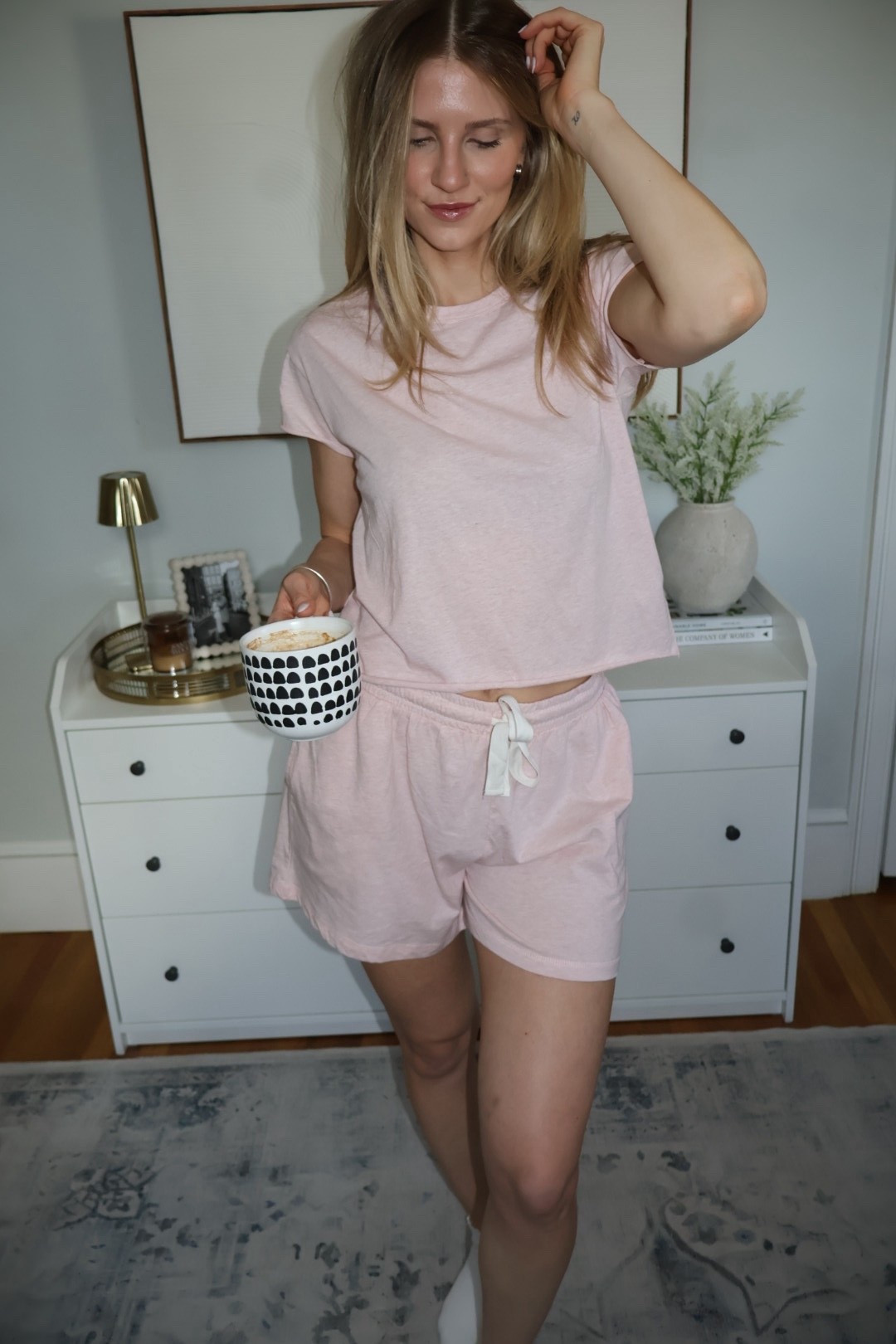 Papinelle sleepwear all spring and summer long - wearing a size medium for a looser fit 
Sleep sets | sleepwear 