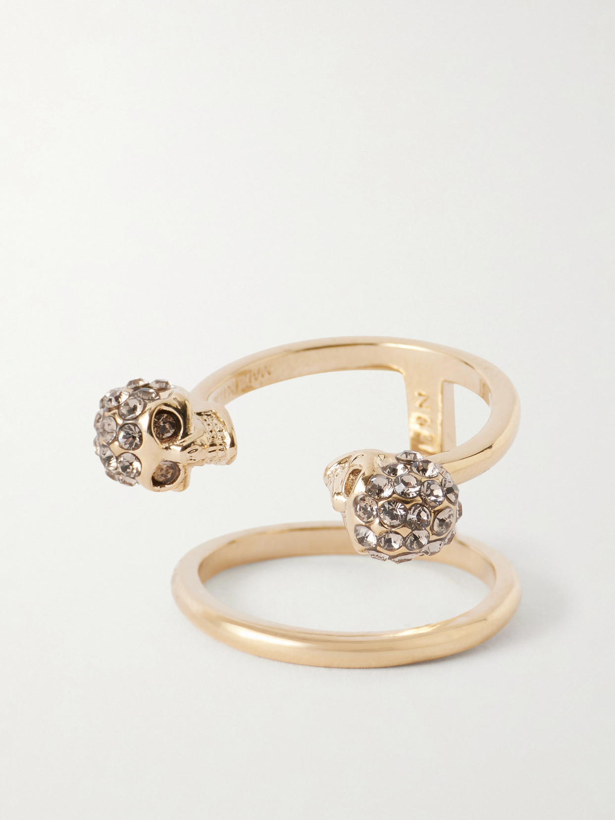MCQUEEN - Win Skull Gold Plated Double Ring - Rose gold | NET-A-PORTER (US)