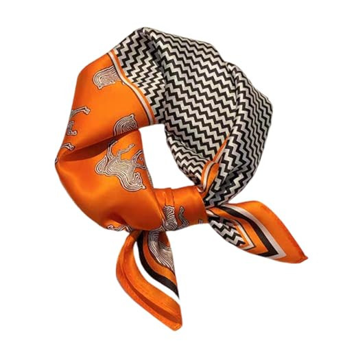 PLIPON 100% Mulberry Silk Neck Scarf - 21"x21" Small Printed Square Neckerchief Scarves for Women Orange | Amazon (US)