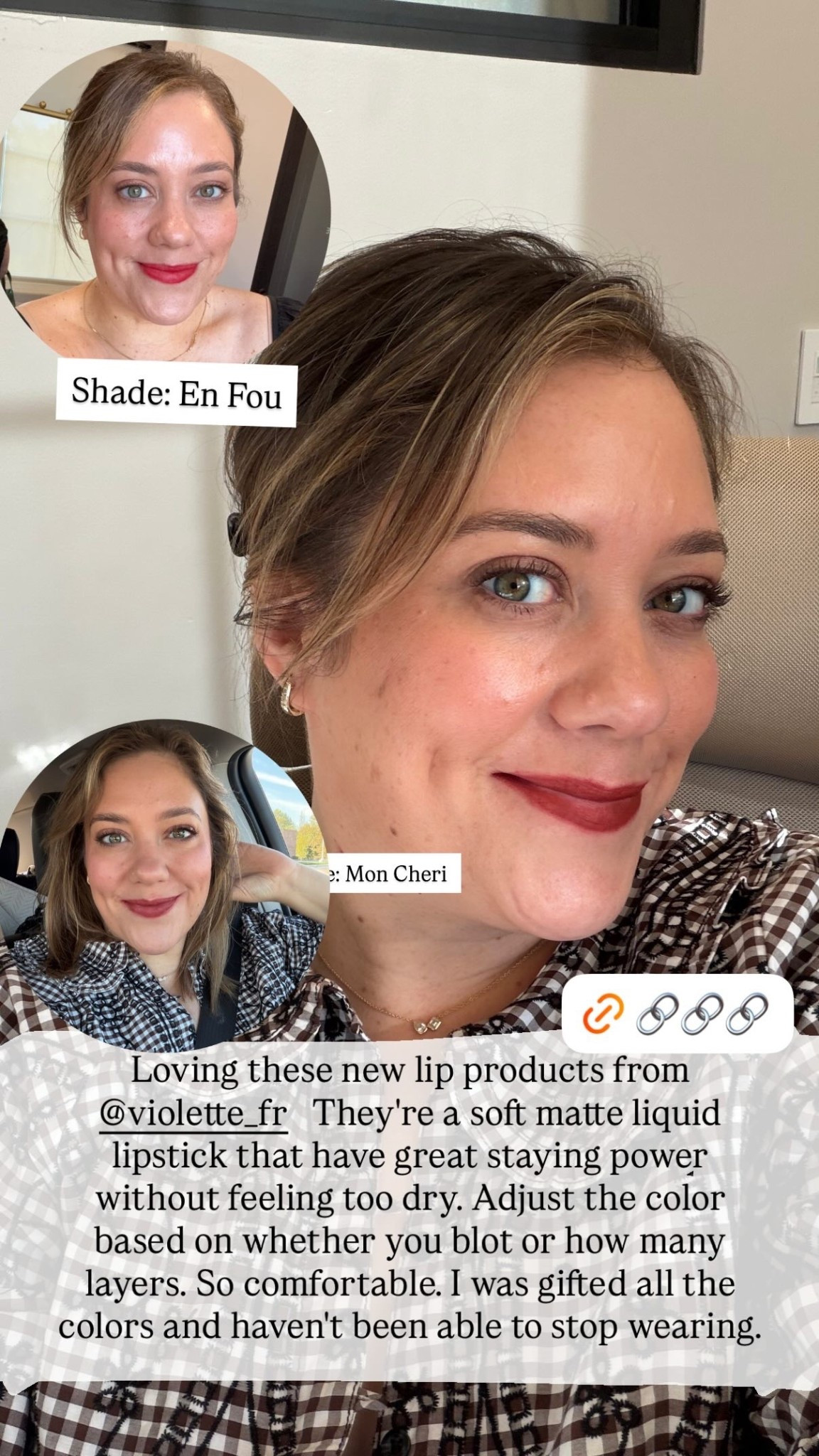 Shade: Mon Cheri  Shade: En Fou Loving these new lip products from @violette_fr  They're a soft matte liquid lipstick that have great staying power without feeling too dry. Adjust the color based on whether you blot or how many layers. So comfortable. I was gifted all the colors and haven't been able to stop wearing.
