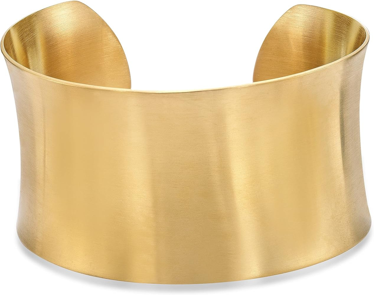 Lavari Jewelers 1.5 Inches Wide Open Plain Cuff Bangle Bracelet for Women I 6.75 Inches Long Brac... | Amazon (US)