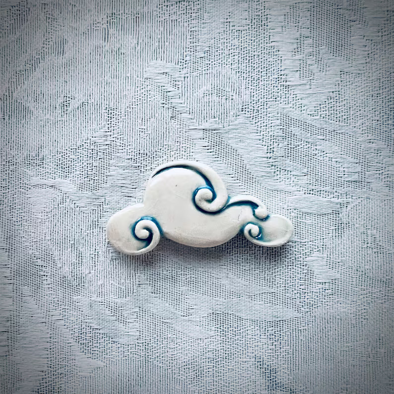 Ceramic Cloud for Mosaic Garden Art, Mixed Media, Hand Painted Tile - Etsy | Etsy (US)