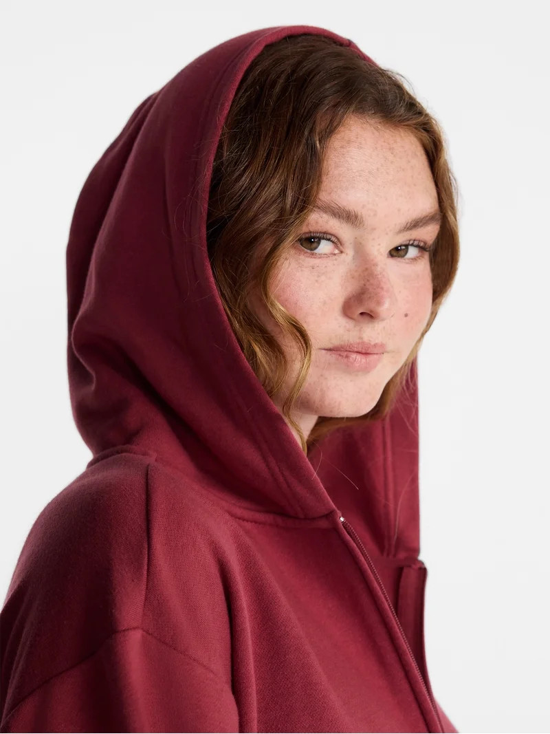 No Boundaries Boxy Zip Up Hoodie, Women's XXS-XXL | Walmart (US)