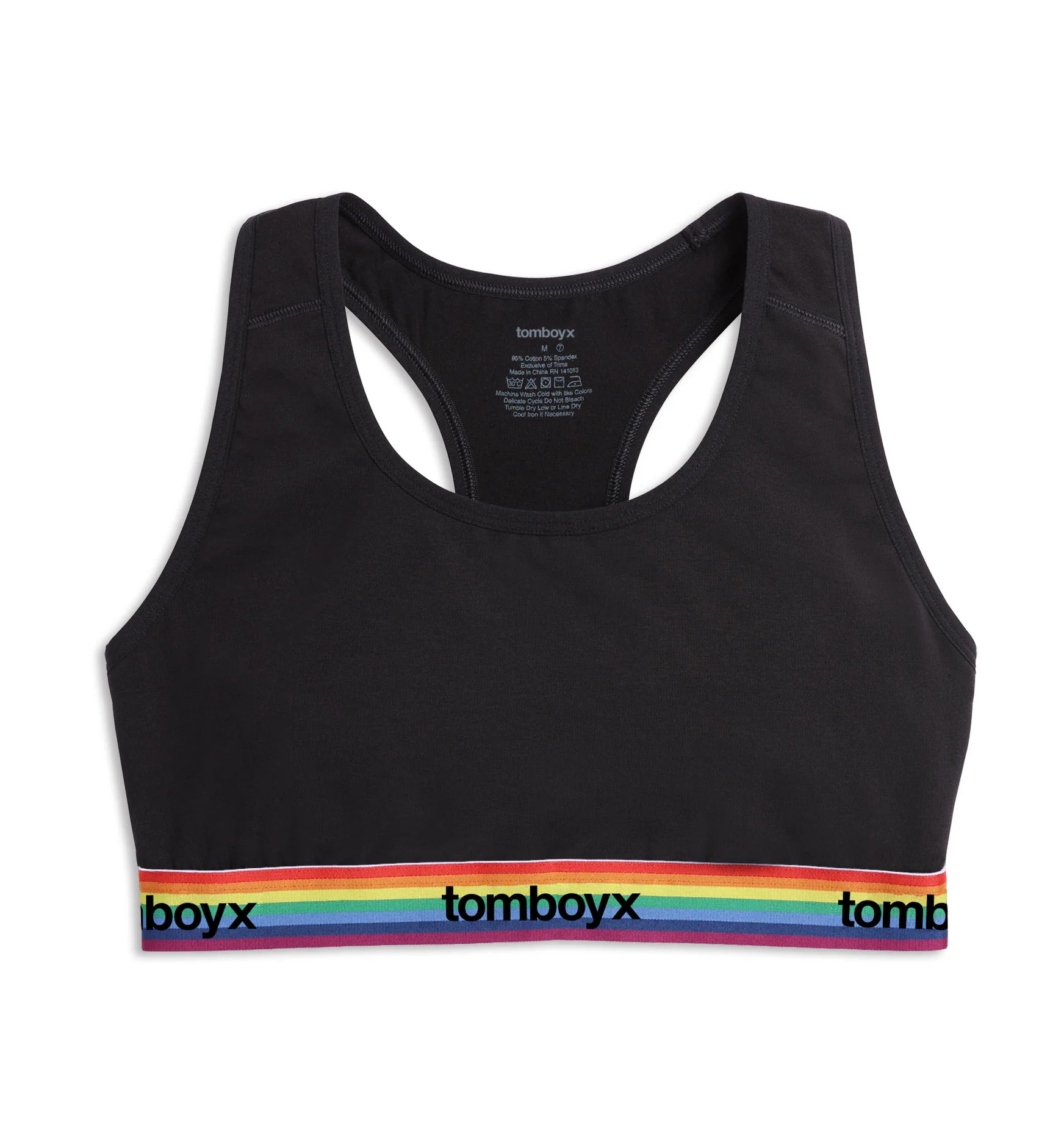 Racerback Soft Bra - Black Rainbow Logo | TomboyX