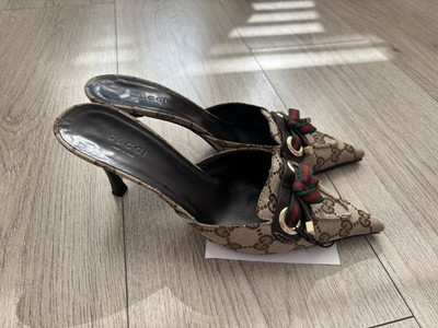 Gucci Monogram Kitten Heel Slip-On Mules | eBay UK